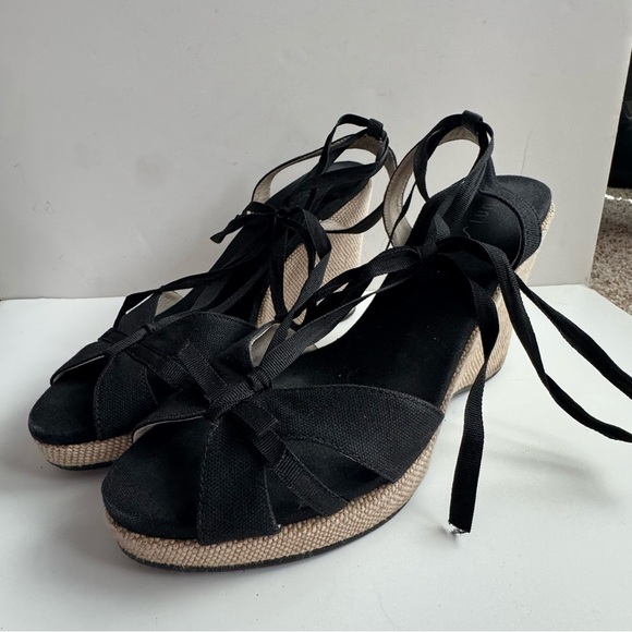 Unisa Elegant Black platform Wedge Sandals lace ankle - Picture 5 of 13